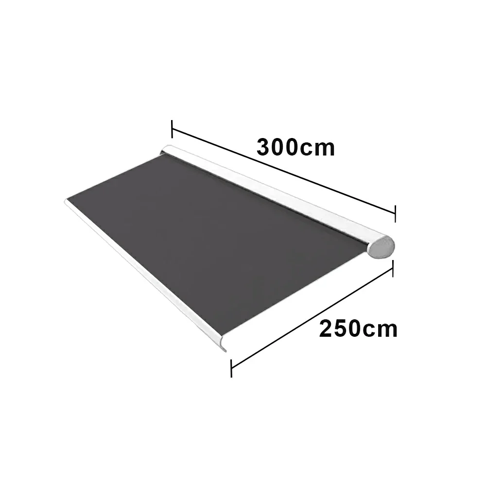 SOLARA Electric Retractable Awning White Frame Remote Control Waterproof Aluminium 300/400/500cm Patio Balcony Outdoor Use - Dark Grey - Image 6