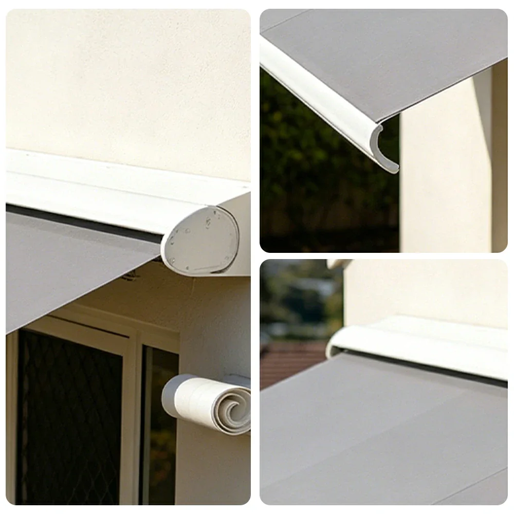 SOLARA Electric Retractable Awning White Frame Remote Control Waterproof Aluminium 300/400/500cm Patio Balcony Outdoor Use - Grey - Image 3