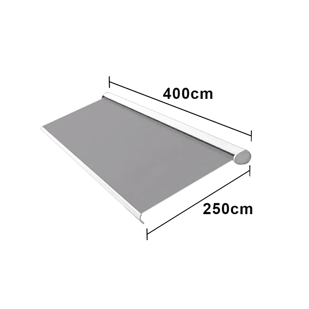 SOLARA Electric Retractable Awning White Frame Remote Control Waterproof Aluminium 300/400/500cm Patio Balcony Outdoor Use - Grey - Image 7