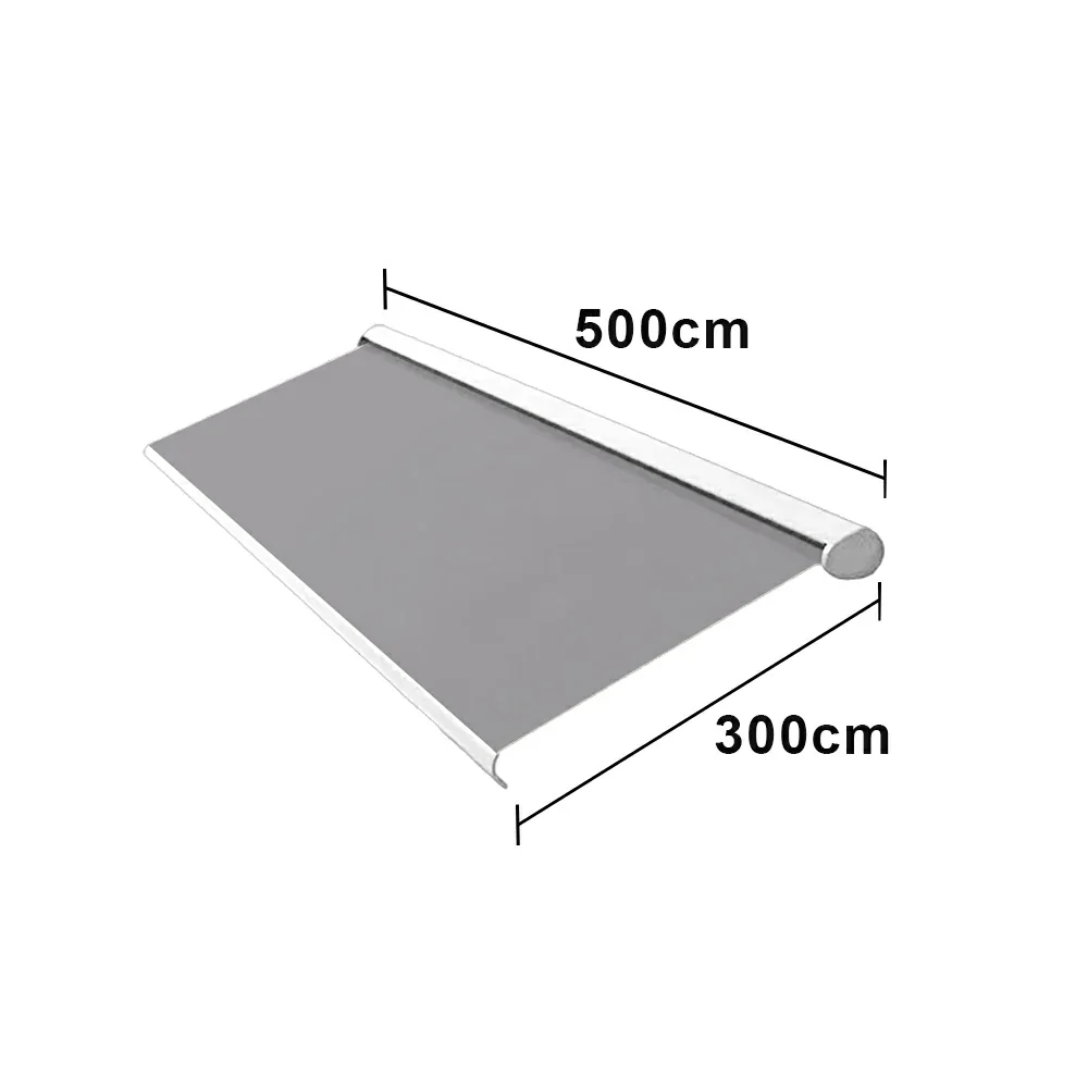 SOLARA Electric Retractable Awning White Frame Remote Control Waterproof Aluminium 300/400/500cm Patio Balcony Outdoor Use - Grey - Image 8