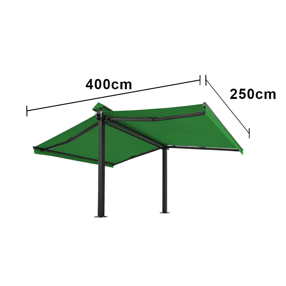 SOLARA Double Folding Awning Large Shade Waterproof Aluminium Frame 300/400/500cm Patio Cafe Backyard Use - Green - Image 7