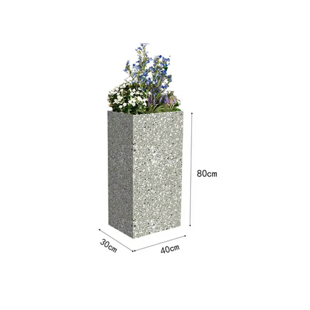 SOLARA Terrazzo Planter Box Galvanised Steel Weather Resistant 40cm Patio Cafe Garden Divider - Grey - Image 6