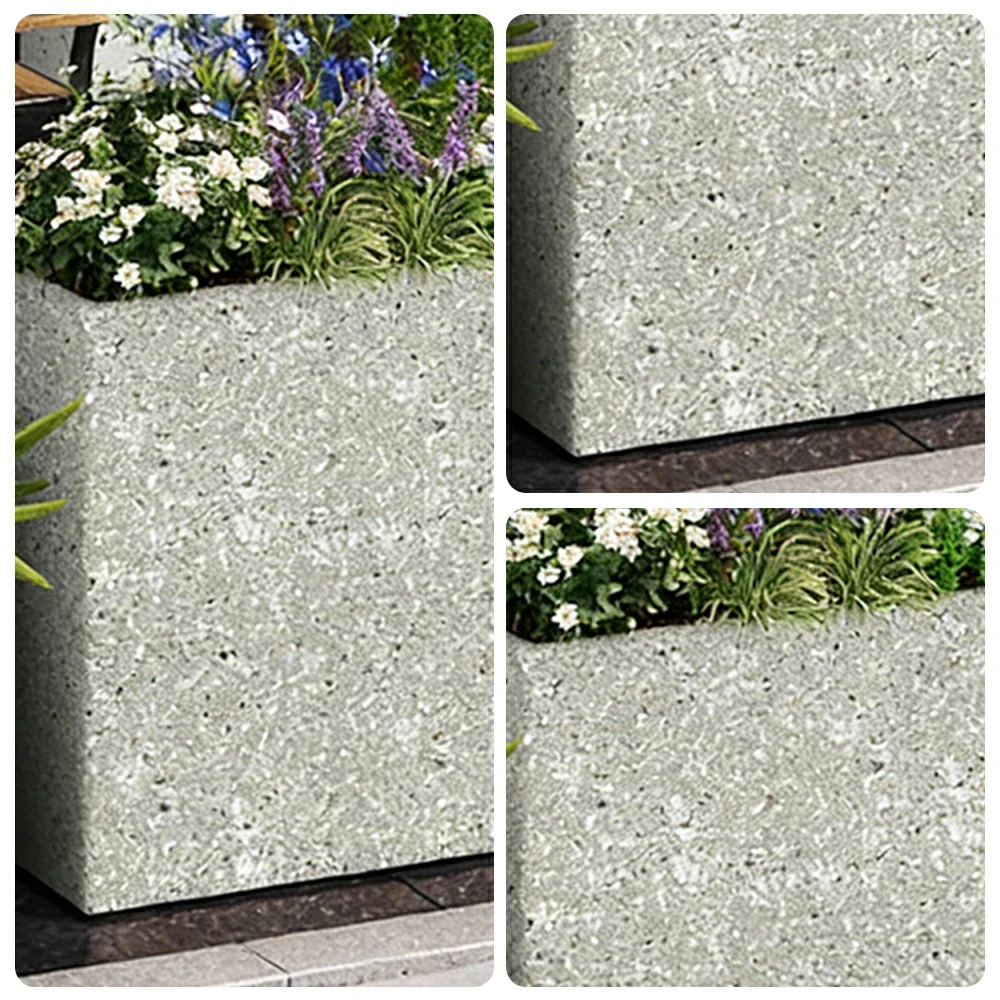 SOLARA Terrazzo Planter Box Outdoor Galvanised Steel Weather Resistant 100/120/150cm Patio Garden Divider Use - Grey - Image 3