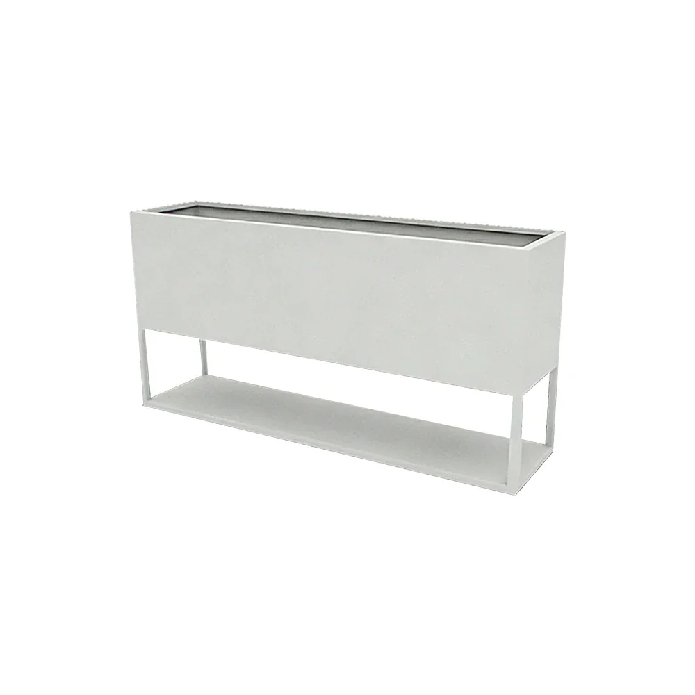 SOLARA Outdoor Planter Box Galvanised Steel Rust Resistant Modular Design 100cm Patio Cafe Garden Use - White