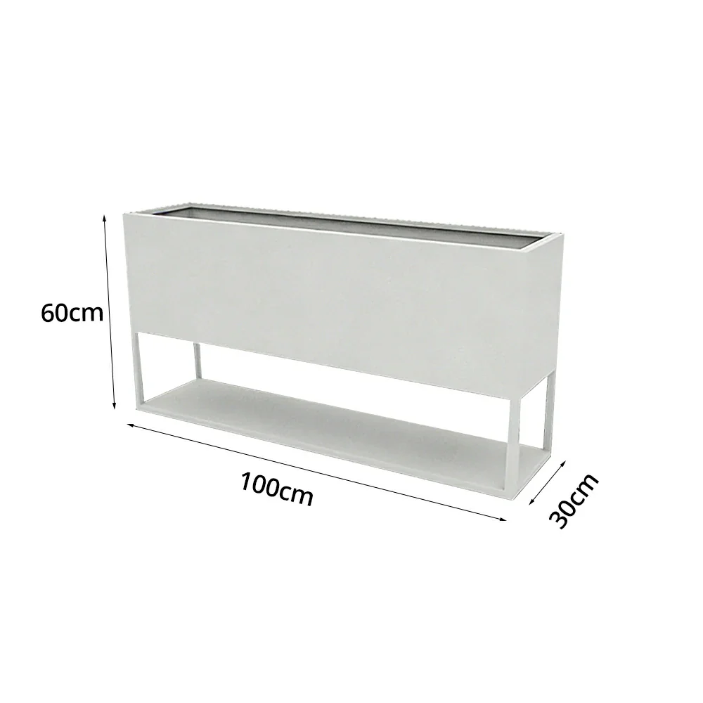 SOLARA Outdoor Planter Box Galvanised Steel Rust Resistant Modular Design 100cm Patio Cafe Garden Use - White - Image 6