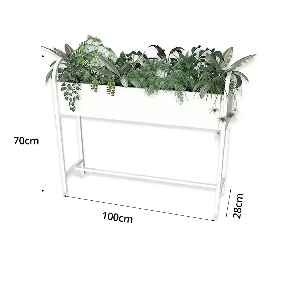 SOLARA Outdoor Planter Box Lightweight Galvanised Steel Modular Design 100/120cm Patio Balcony Cafe Use - White - Image 6