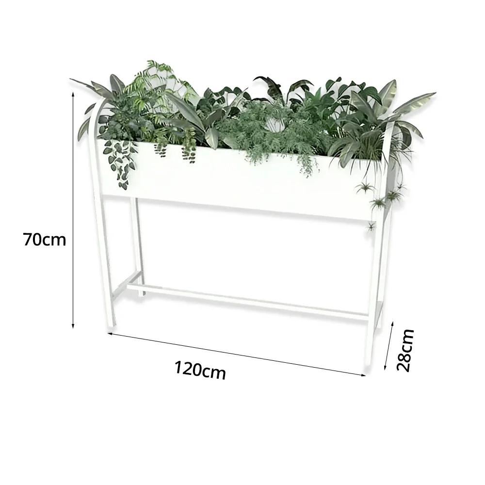 SOLARA Outdoor Planter Box Lightweight Galvanised Steel Modular Design 100/120cm Patio Balcony Cafe Use - White - Image 7