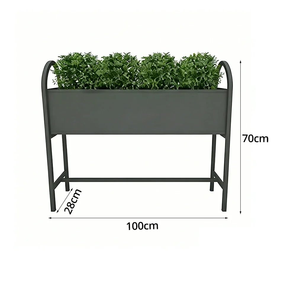 SOLARA Outdoor Planter Box Lightweight Galvanised Steel Modular Design 100/120cm Patio Balcony Cafe Use - Black - Image 6