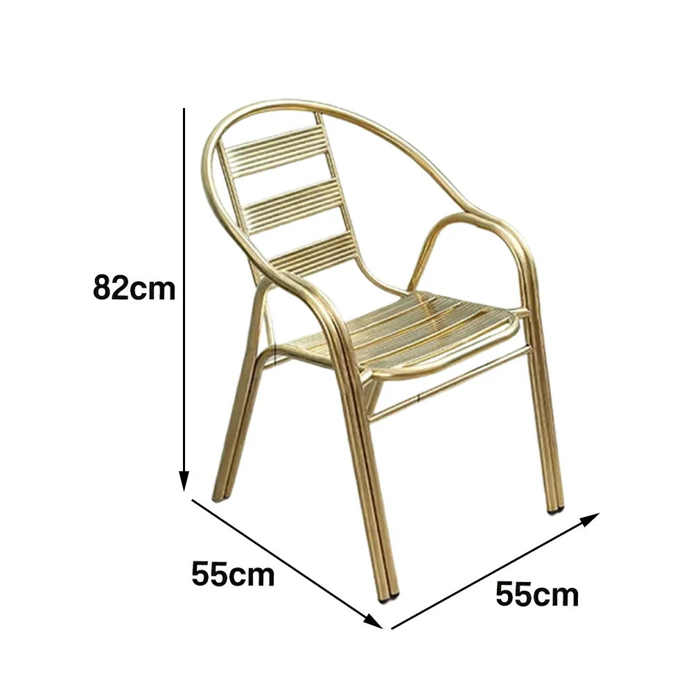 SOLARA Stainless Steel Outdoor Chair Weather Resistant Heavy Duty Reinforced Frame Patio Garden Balcony Seating - Gold - Image 5