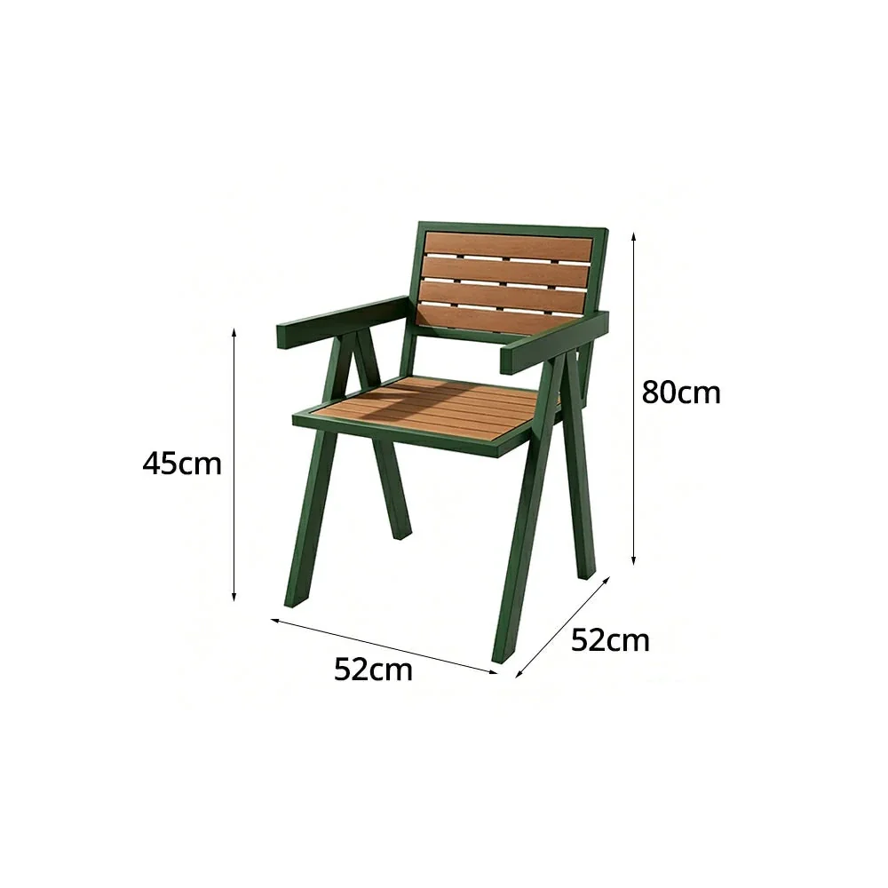 SOLARA Outdoor Chair Set of 4 WPC Seat Galvanised Steel Frame for Patio Garden Cafe Balcony - Dark Green - Image 5