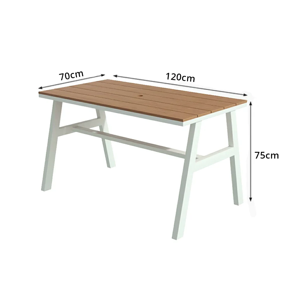 SOLARA Outdoor Dining Table WPC Top Heavy Duty Steel Frame 120/140/160cm for Patio Garden Cafe Restaurant - White - Image 7