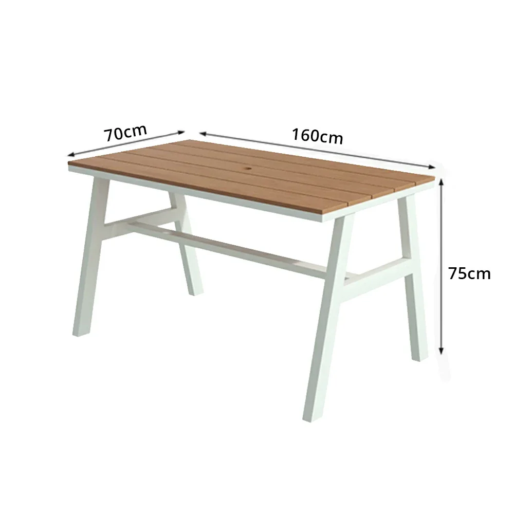 SOLARA Outdoor Dining Table WPC Top Heavy Duty Steel Frame 120/140/160cm for Patio Garden Cafe Restaurant - White - Image 9