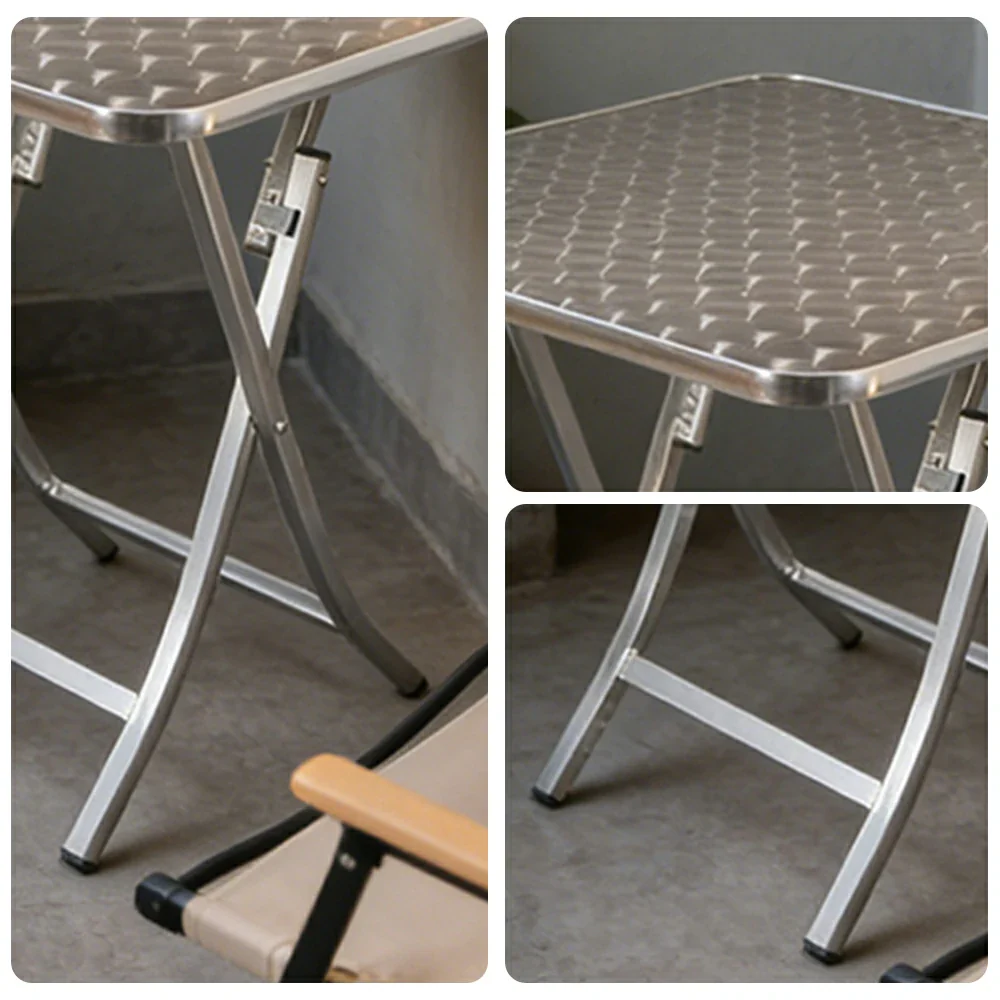 SOLARA Foldable Aluminium Square Outdoor Table Heavy Duty 200kg Load Thick Top Portable Multi-Size 60/70/80cm for Patio Camping - Image 3
