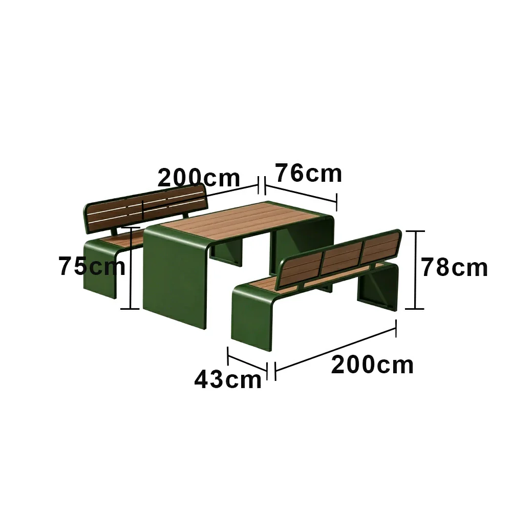 SOLARA Outdoor Table Bench Set Backrest Seating 120/160/200cm Patio Garden Cafe Dining Set - Green - Image 8