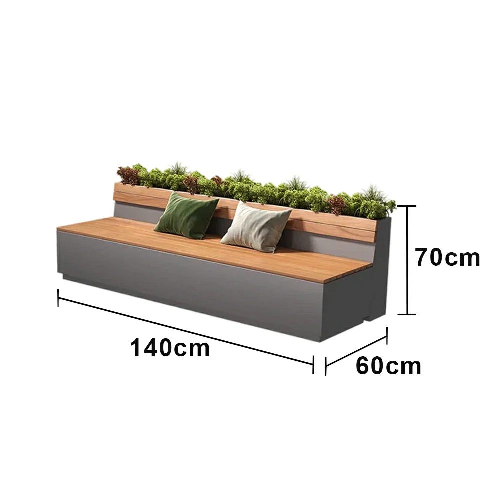 SOLARA 140/180cm Outdoor Planting & Seating Bench Dual Anti-Rust Reinforced Frame Balcony Courtyard Welcome Decor - Grey - Image 6