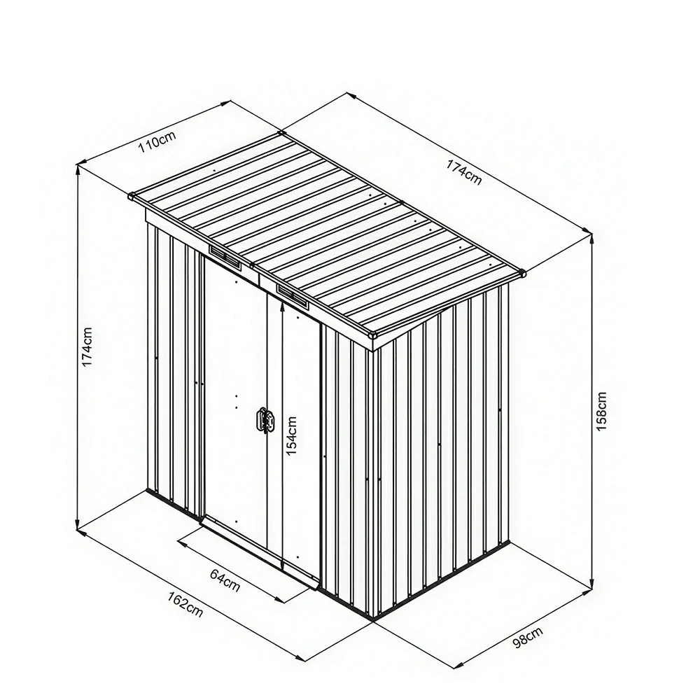 SOLARA Outdoor Metal Storage Shed Double Door Weatherproof Sloped Roof Reinforced Frame Rust Resistant Garden Backyard Tool Storage - Green - Image 7