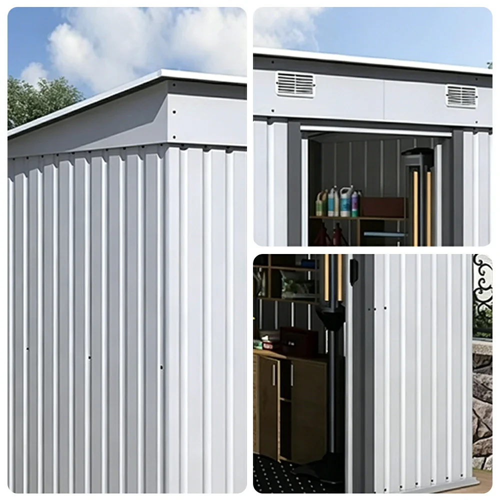 SOLARA Garden Storage Shed Sloped Roof Rust Resistant Ventilated Multi Purpose Outdoor Organizer - White - Image 3