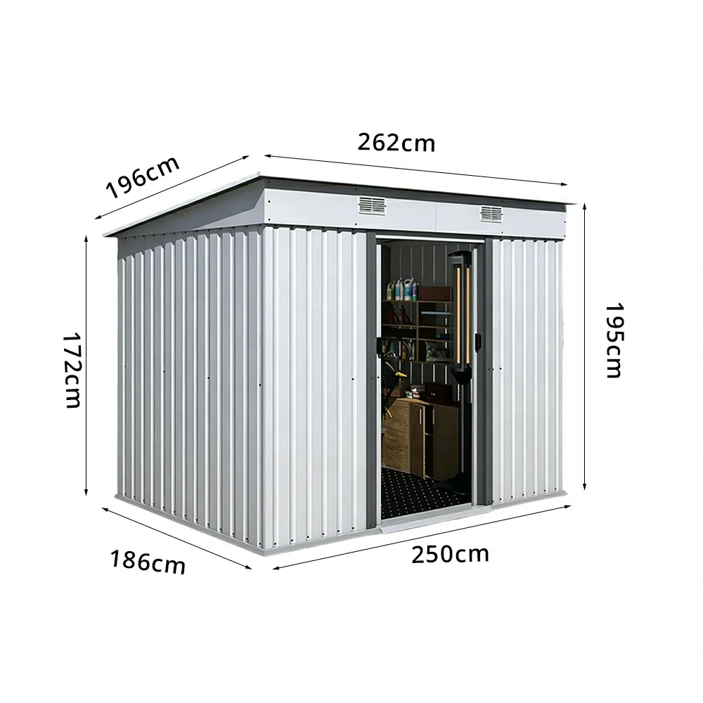 SOLARA Garden Storage Shed Sloped Roof Rust Resistant Ventilated Multi Purpose Outdoor Organizer - White - Image 7