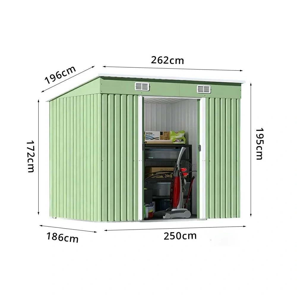 SOLARA Garden Storage Shed Sloped Roof Rust Resistant Ventilated Multi Purpose Outdoor Organizer - Green - Image 6