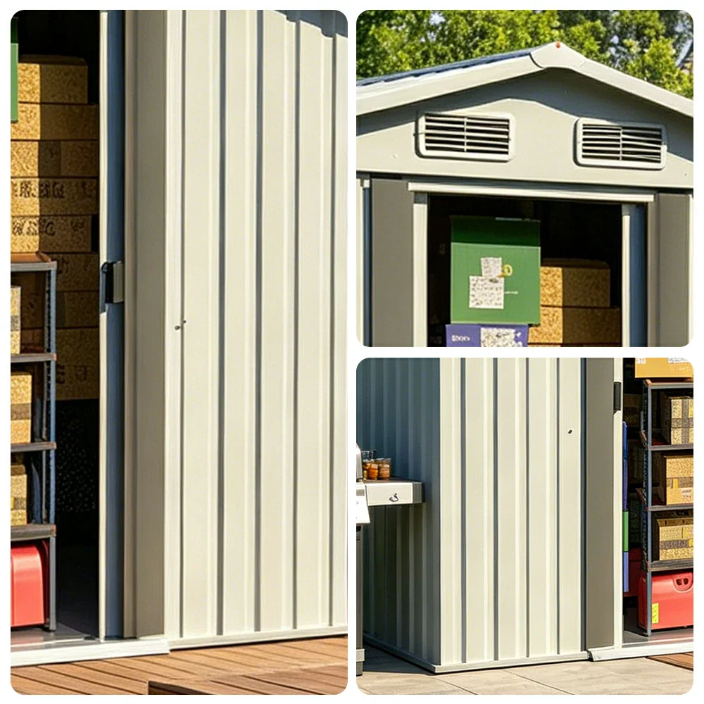 SOLARA Outdoor Storage Shed Apex Roof Weatherproof Steel Large Capacity for Garden Patio Backyard - White - Image 3
