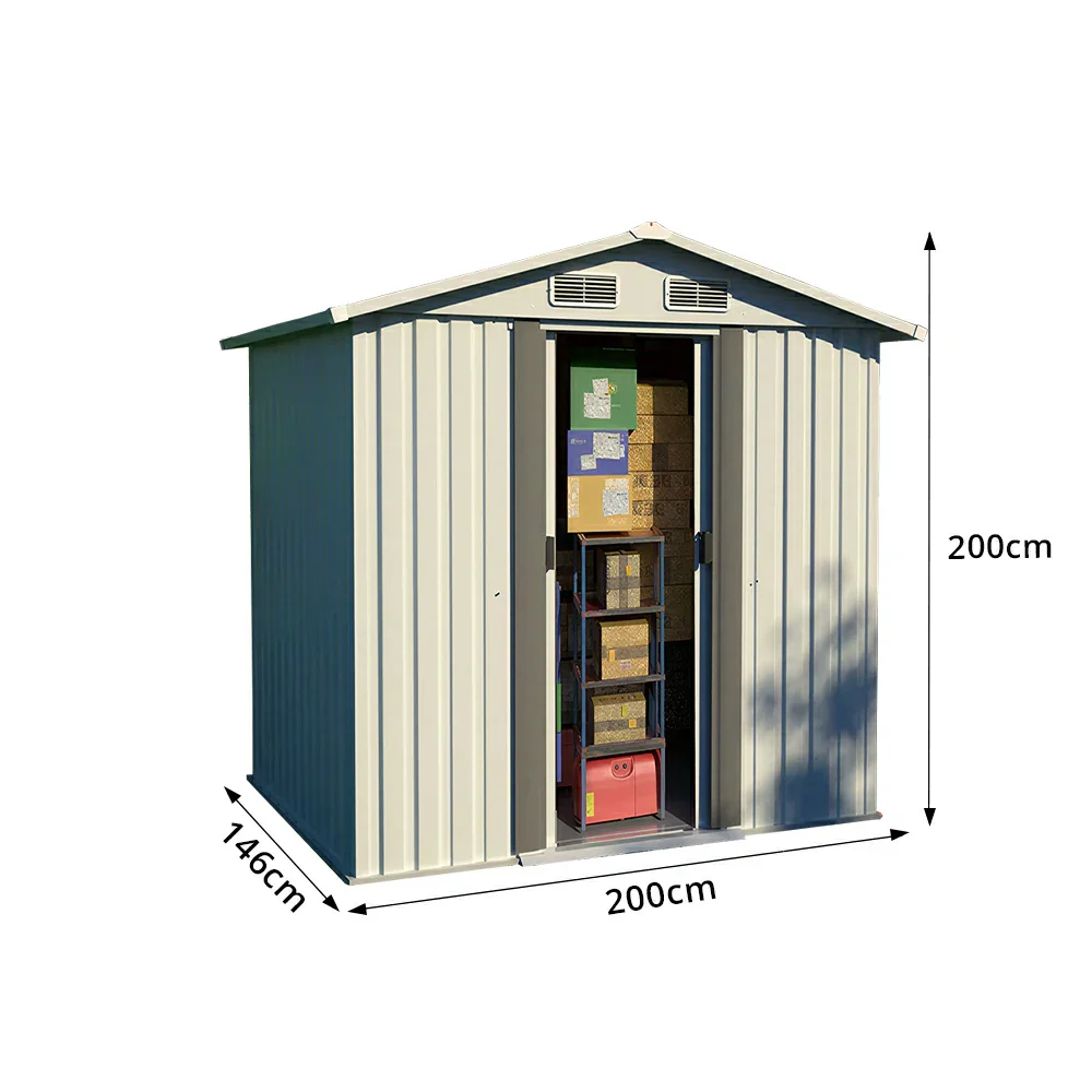 SOLARA Outdoor Storage Shed Apex Roof Weatherproof Steel Large Capacity for Garden Patio Backyard - White - Image 7