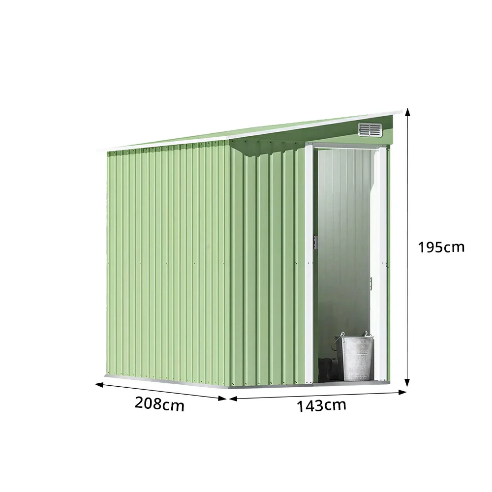 SOLARA Outdoor Storage Shed Sloped Roof Side Door Weatherproof Steel Large Capacity for Garden Patio Backyard - Green - Image 7