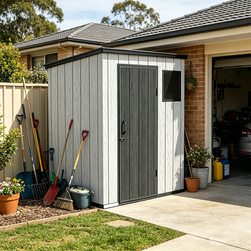 SOLARA 5x4FT Outdoor Storage Shed Reinforced Structure Double Door Weather Resistant Large Capacity for Garden Backyard Patio - Image 2