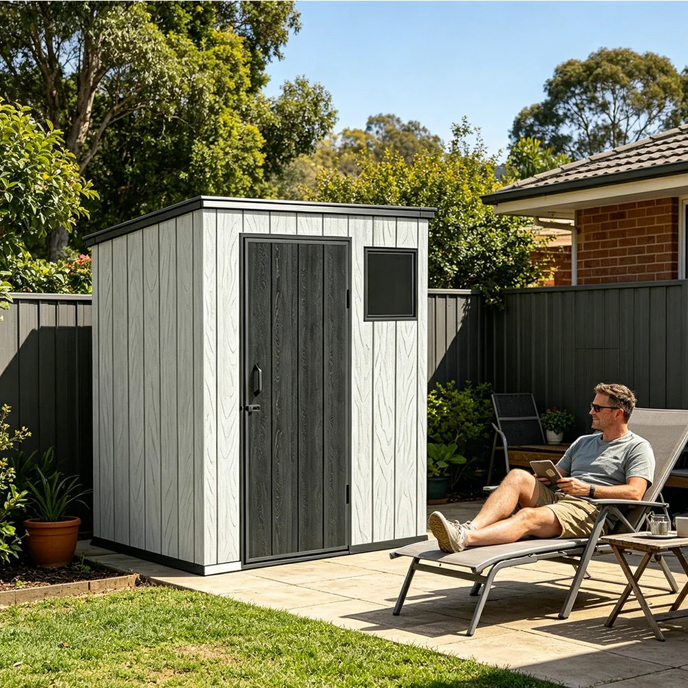 SOLARA 5x4FT Outdoor Storage Shed Reinforced Structure Double Door Weather Resistant Large Capacity for Garden Backyard Patio - Image 7