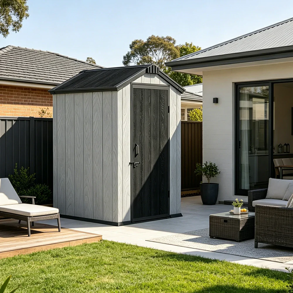 SOLARA 4x4FT Outdoor Storage Shed Reinforced Structure Double Door Weather Resistant Large Capacity for Garden Backyard Patio - Image 6
