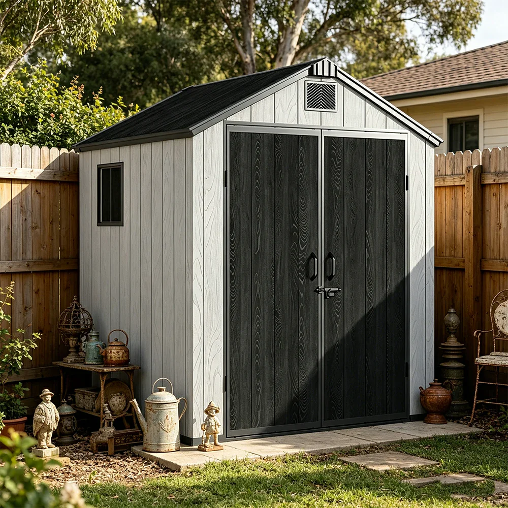 SOLARA 6x6FT Outdoor Storage Shed Reinforced Structure Double Door Weather Resistant Large Capacity for Garden Backyard Patio - Image 4