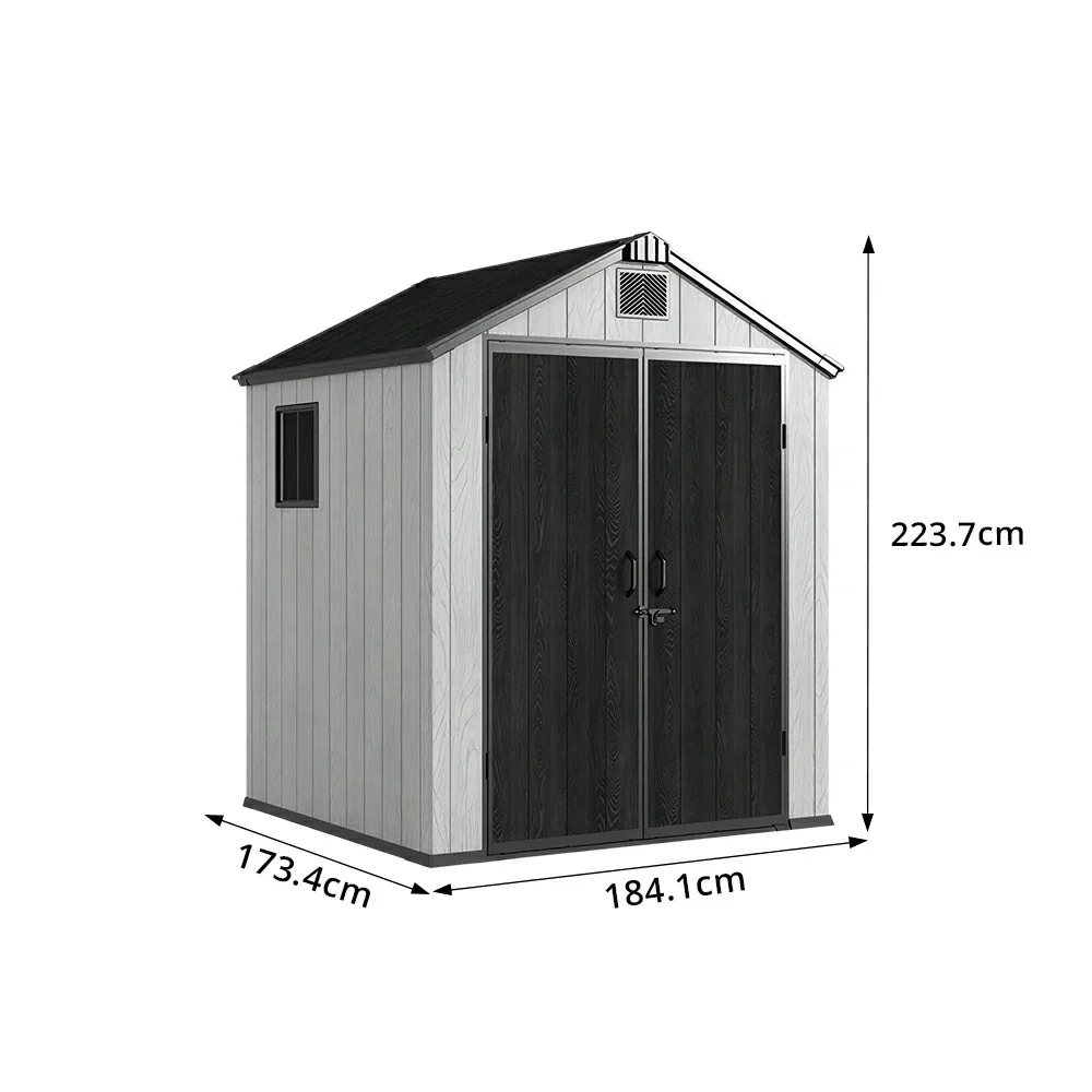 SOLARA 6x6FT Outdoor Storage Shed Reinforced Structure Double Door Weather Resistant Large Capacity for Garden Backyard Patio - Image 8