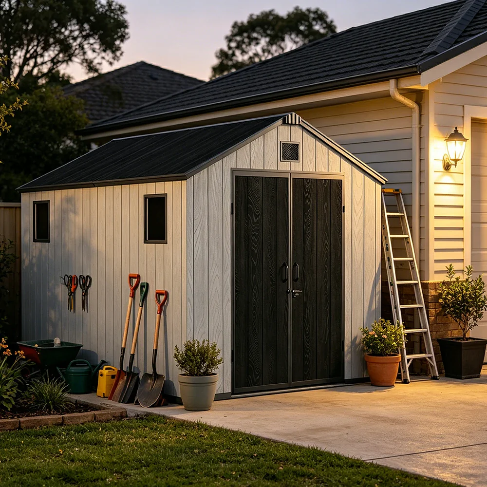 SOLARA 8x12FT Outdoor Storage Shed Reinforced Structure Double Door Weather Resistant Large Capacity for Garden Backyard Patio - Image 2