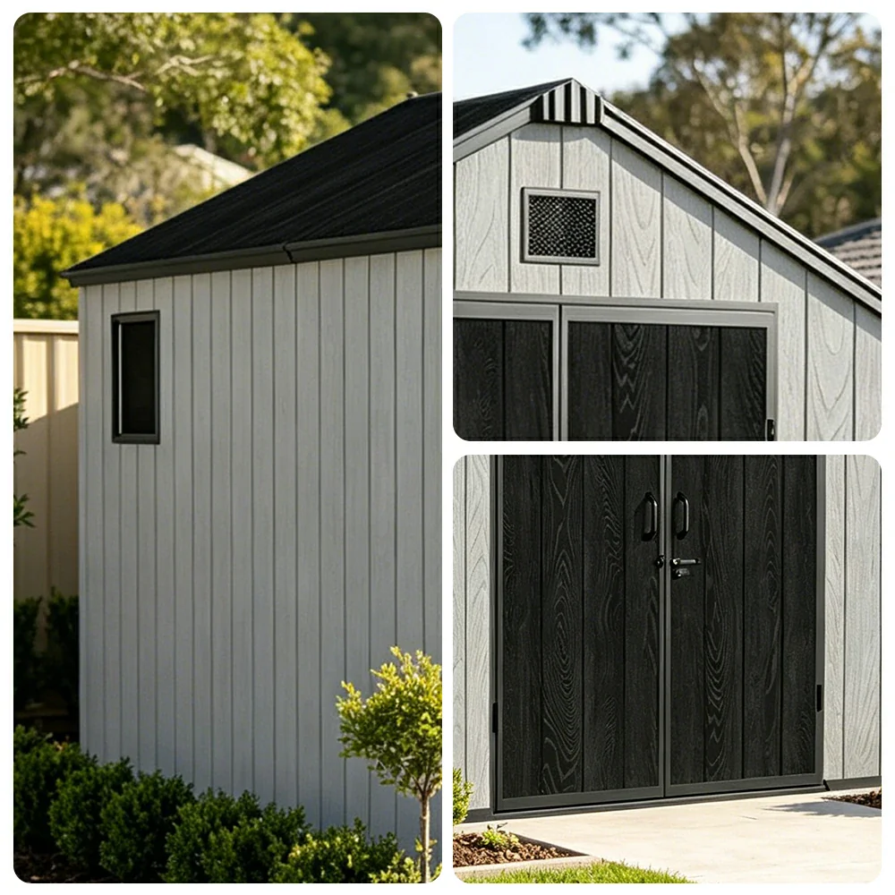 SOLARA 8x12FT Outdoor Storage Shed Reinforced Structure Double Door Weather Resistant Large Capacity for Garden Backyard Patio - Image 3