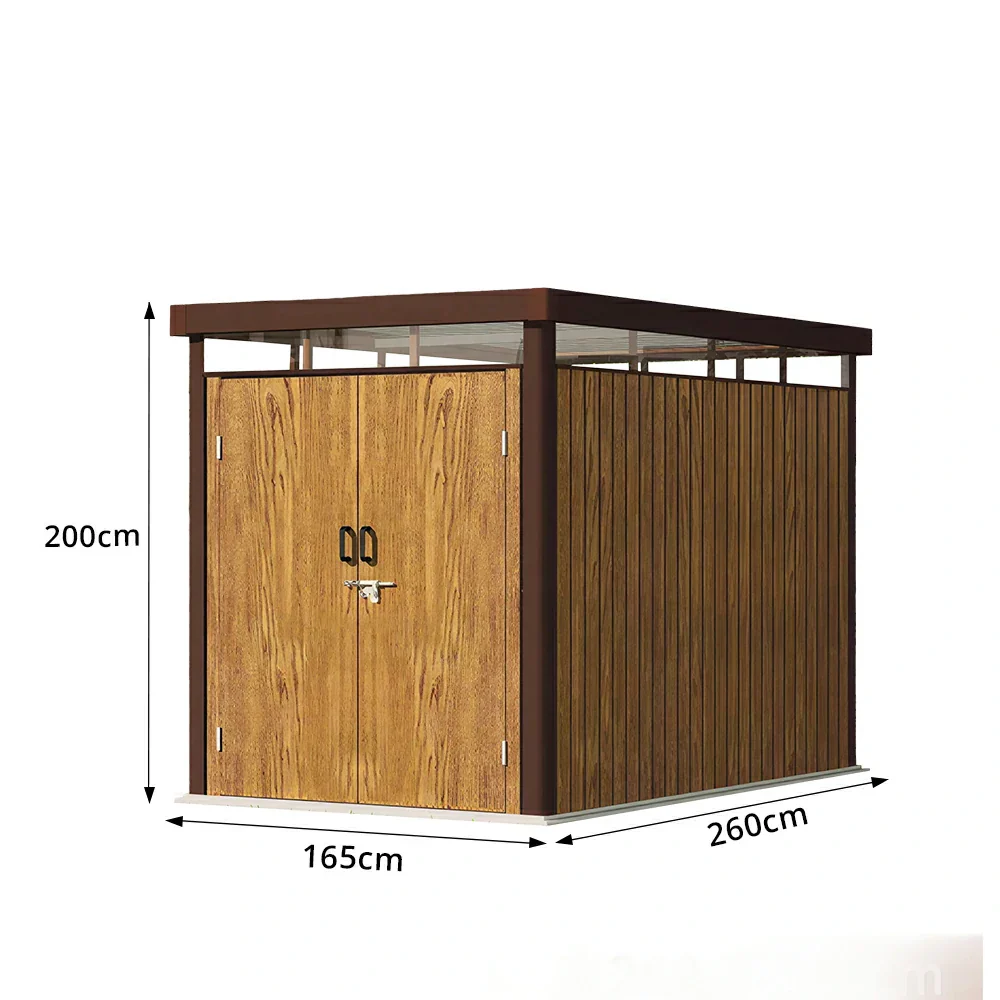 SOLARA Outdoor Storage Shed Sloped Roof Drainage Matte Steel UV Resistant Large Capacity for Garden Patio Garage - Brown - Image 8
