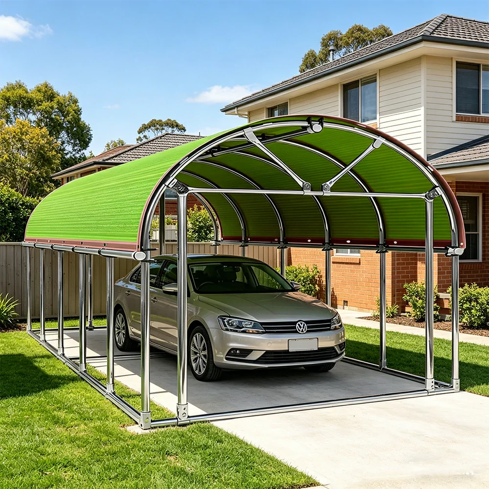 SOLARA Outdoor Car Canopy Sun Shade Waterproof Reinforced Frame 300/400cm for Driveway Patio Parking - Apple Green - Image 4