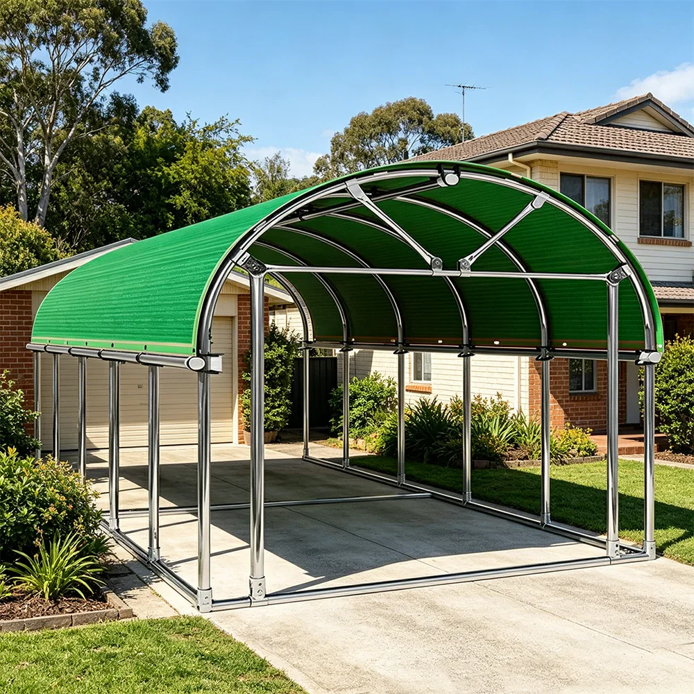 SOLARA Outdoor Car Canopy Sun Shade Waterproof Reinforced Frame 300/400cm for Driveway Patio Parking - Green - Image 5