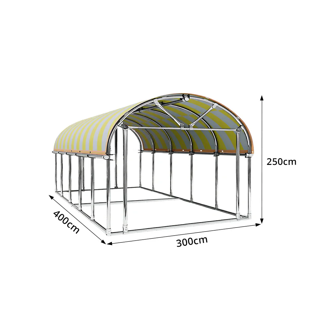 SOLARA Outdoor Car Canopy Sun Shade Waterproof Reinforced Frame 300/400cm for Driveway Patio Parking - Yellow&White - Image 7
