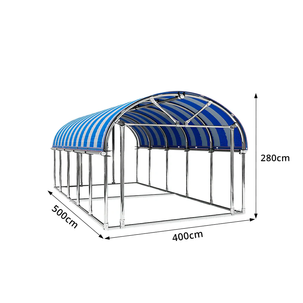 SOLARA Outdoor Car Canopy Sun Shade Waterproof Reinforced Frame 300/400cm for Driveway Patio Parking - Blue&White - Image 8