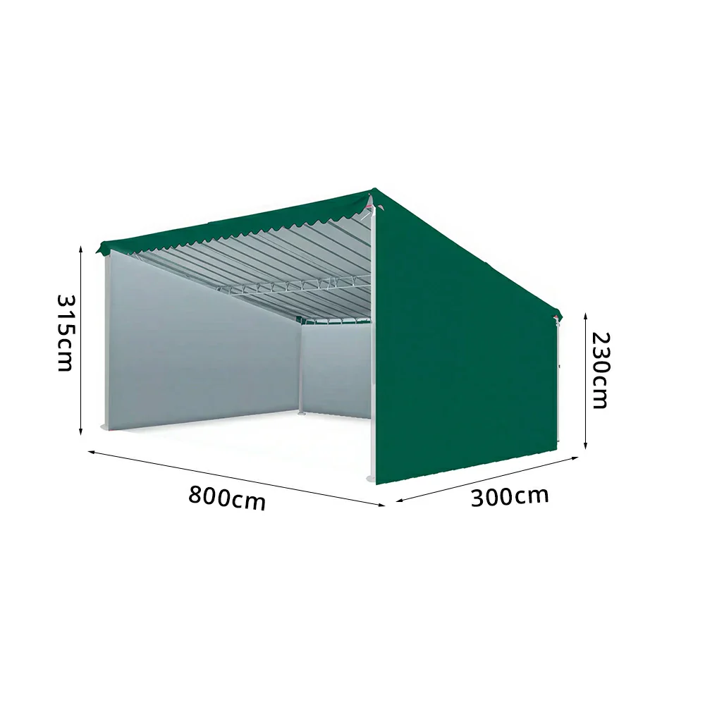 SOLARA Outdoor Car Canopy 3-Sided Windproof Panels High Density Fabric Reinforced Steel Frame 600/800cm for Garage Yard Parking - Image 8