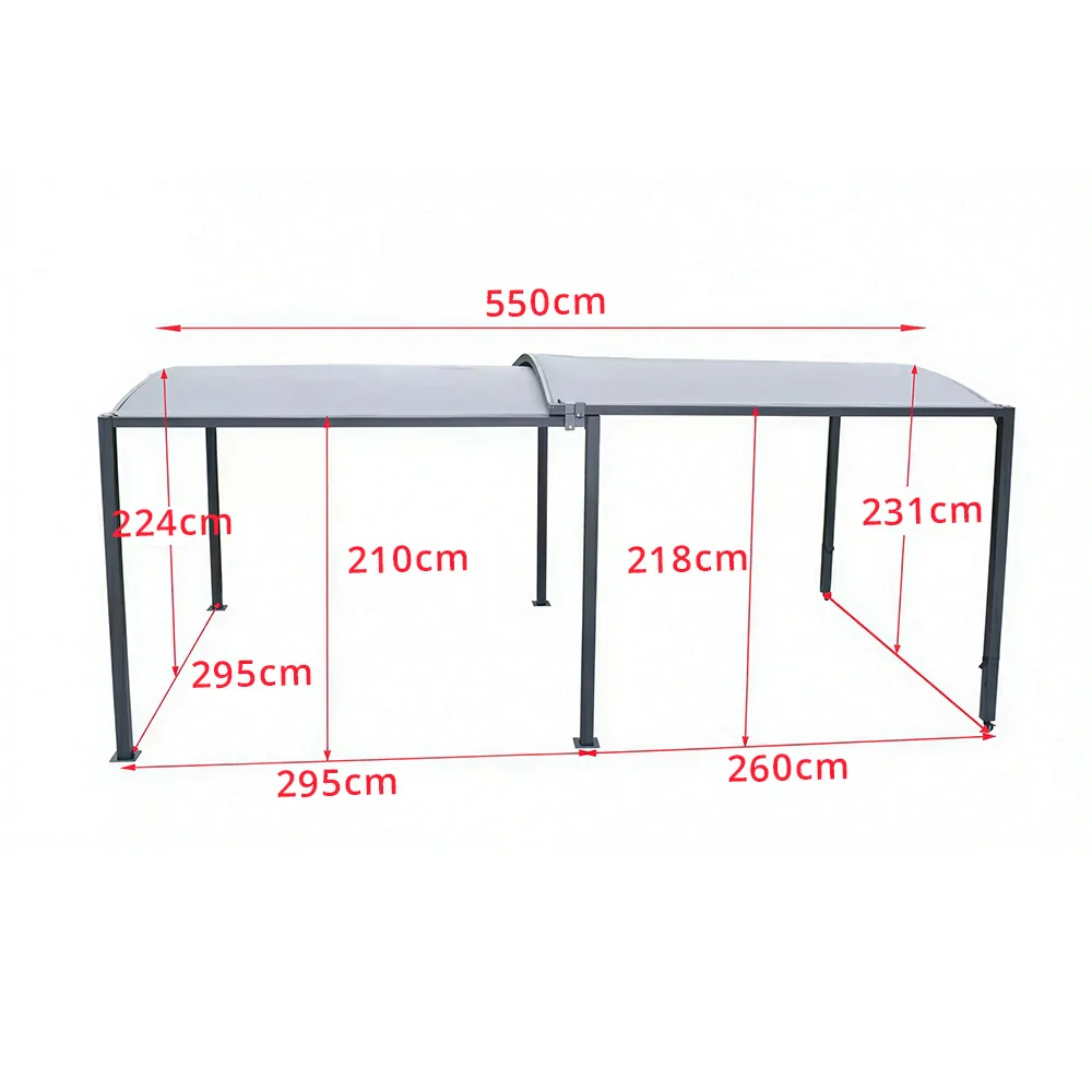 SOLARA Outdoor Gazebo Car Canopy 2-in-1 Triple Layer Fabric UV Resistant Reinforced Steel Frame for Garden Patio Dining - Image 7