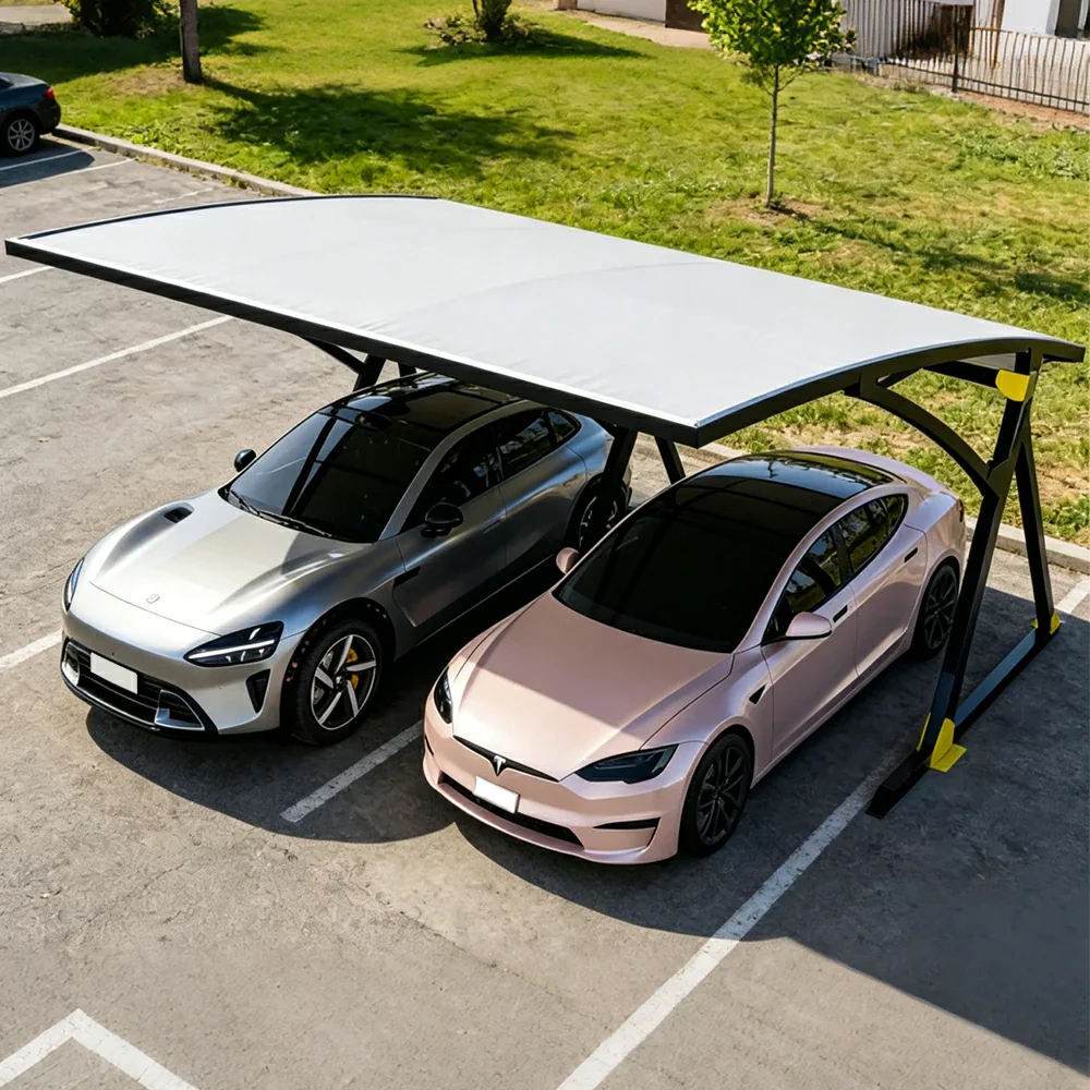 SOLARA Premium Outdoor Carport Carbon Steel Frame UV Resistant Waterproof Large Coverage for Driveway Backyard Parking - Black - Image 4