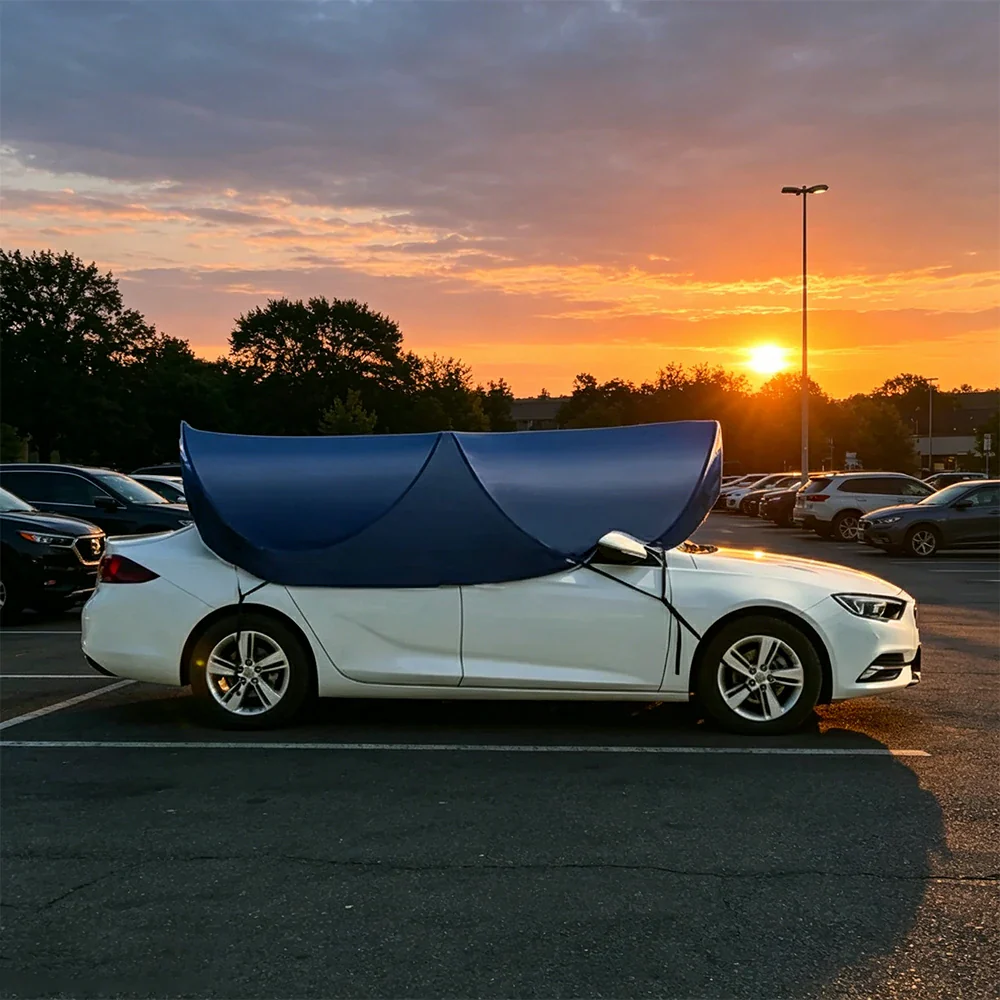 SOLARA Pop Up Car Sunshade Cover Blackout UV Protection Heat Insulation Portable for Outdoor Parking Sedan SUV - Blue - Image 4