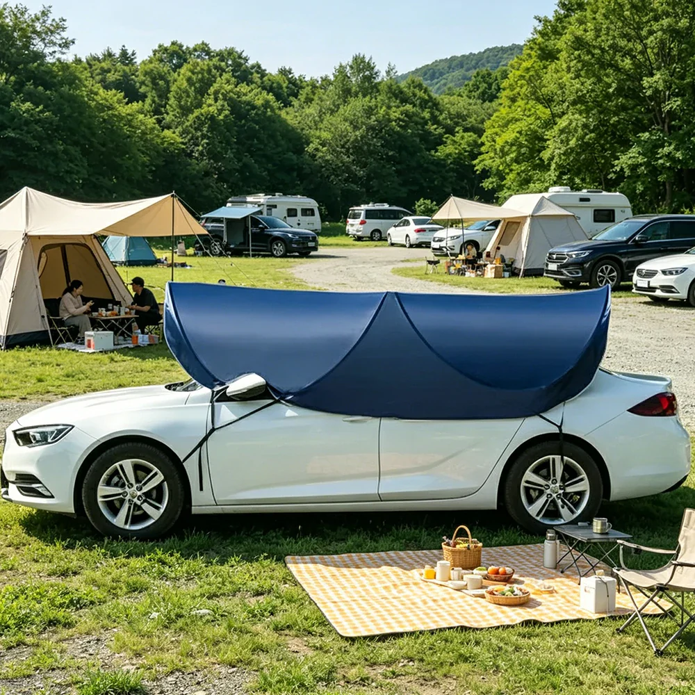 SOLARA Pop Up Car Sunshade Cover Blackout UV Protection Heat Insulation Portable for Outdoor Parking Sedan SUV - Blue - Image 5