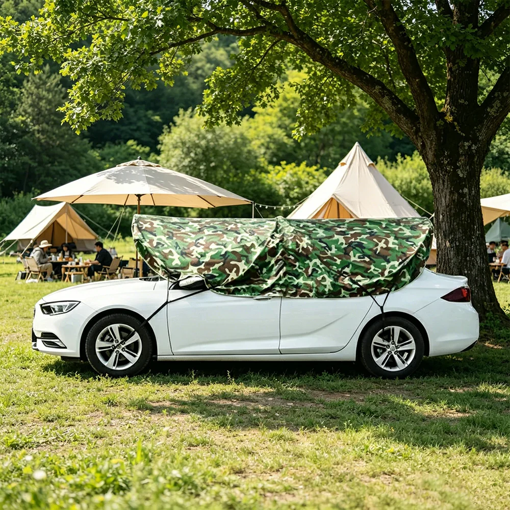 SOLARA Pop Up Car Sunshade Cover Blackout UV Protection Heat Insulation Portable for Outdoor Parking Sedan SUV - Camouflage - Image 2