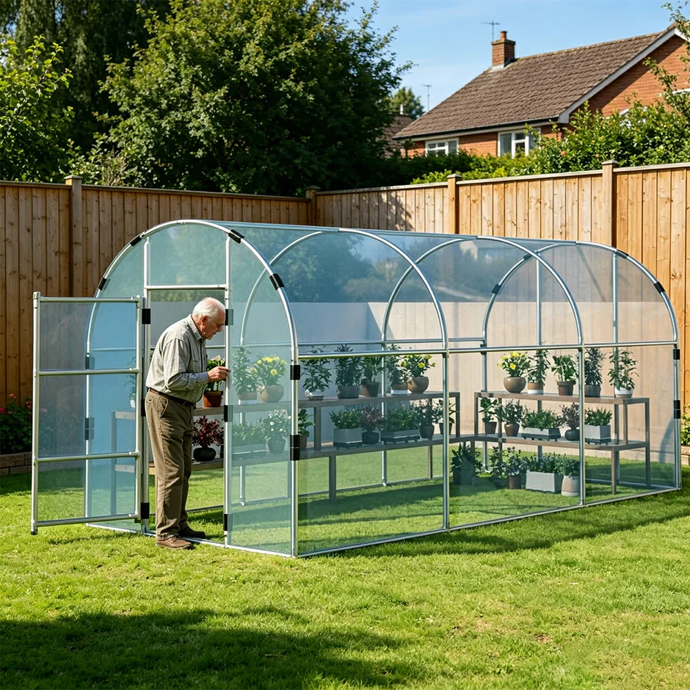 SOLARA Outdoor Greenhouse High Transparency Cover Reinforced Galvanized Steel Frame Weatherproof 400/600cm for Garden Backyard Planting - Image 2