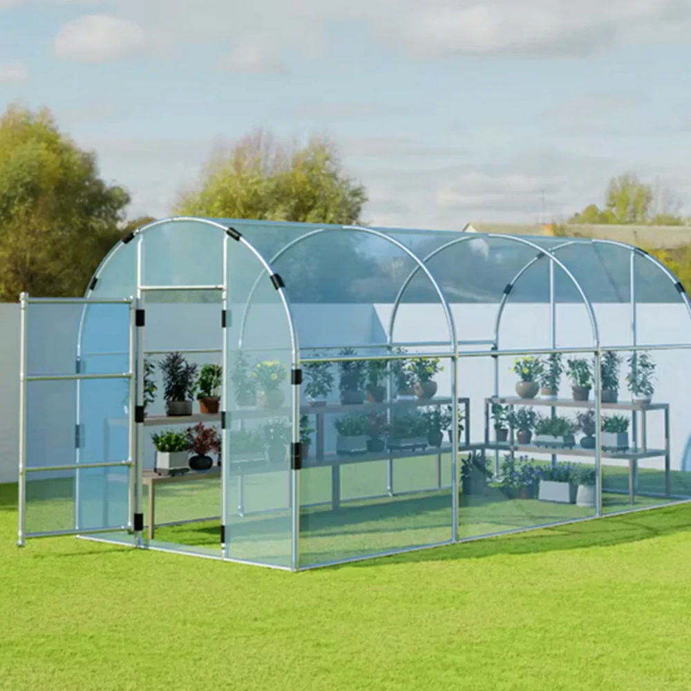 SOLARA Outdoor Greenhouse High Transparency Cover Reinforced Galvanized Steel Frame Weatherproof 400/600cm for Garden Backyard Planting - Image 4