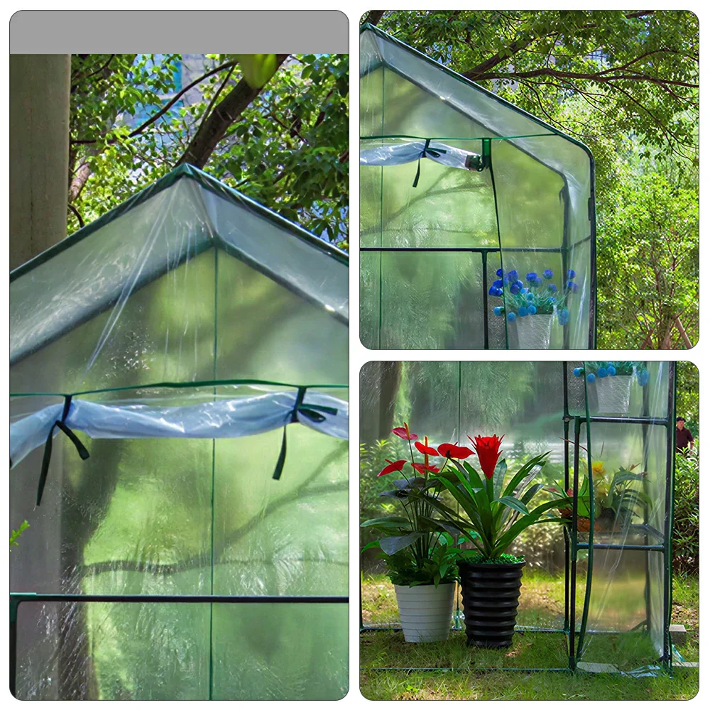 SOLARA Mini Walk-in Greenhouse Single Tier Transparent Cover Breathable Mesh Roll-Up Door Compact Design for Balcony Garden - Image 3