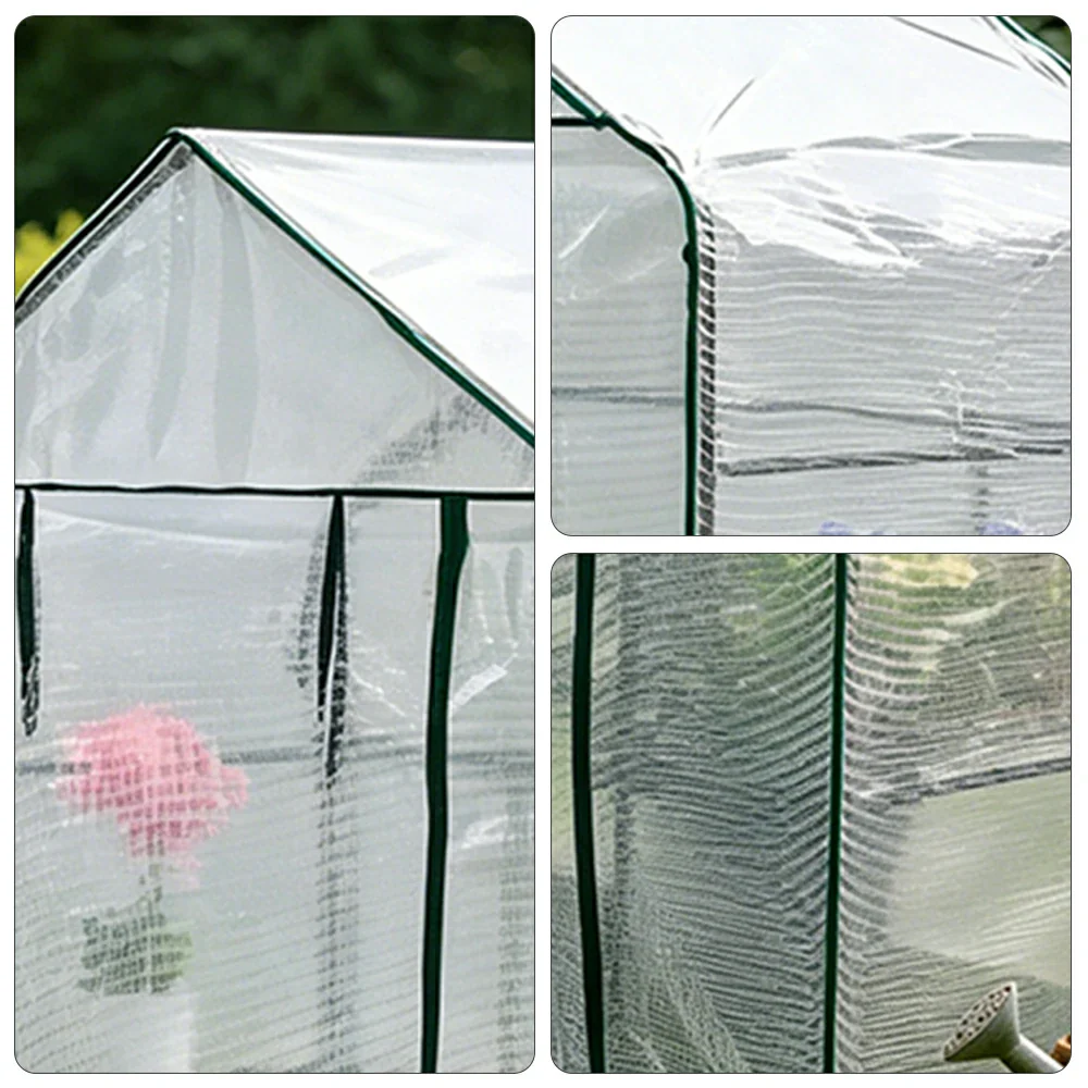 SOLARA Mini Walk-in Greenhouse Single Tier White Cover Breathable Mesh Roll-Up Door Compact Design for Balcony Garden - Image 3