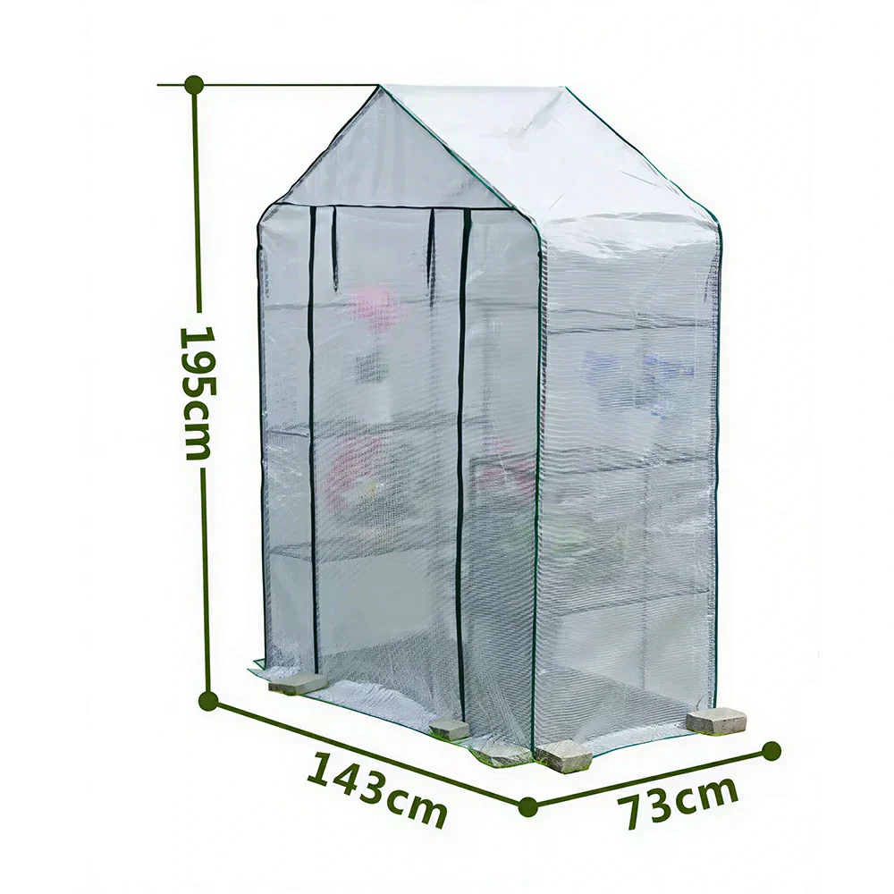 SOLARA Mini Walk-in Greenhouse Single Tier White Cover Breathable Mesh Roll-Up Door Compact Design for Balcony Garden - Image 7