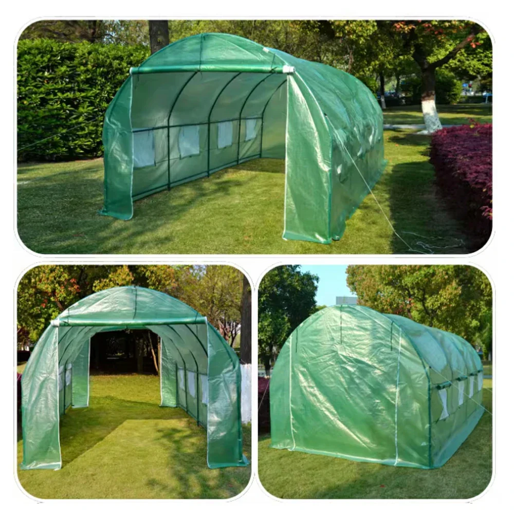 SOLARA Reinforced Outdoor Greenhouse Steel Frame High Light Transmission PE Cover Weatherproof for Garden Backyard Planting - Green - Image 3